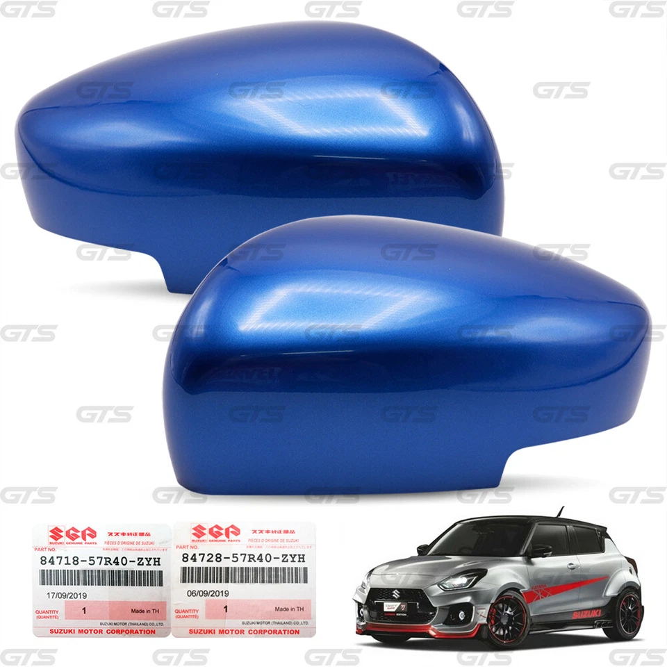 L+R Blue Mirror Wing Cover Fits Suzuki Swift Hatchback GLX Top Model 2018 2021 - Image 3 of 4
