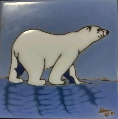 Caprichio  Art Tile 6x6 Polar Bear On Ice Backsplash, Trivet, Wall Hanging