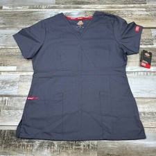 NWT S Dickies Scrub top solid gray short sleeve Nurse Medical