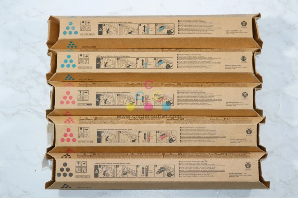 5 New OEM Ricoh MP C3300,C3333,LD533C CCMMK Toners 841276, 841278, 841279 - Image 3 of 4