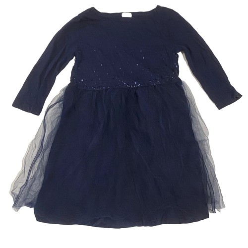 Crew Cuts Dress Girls Size 6 Navy Blue Sequin - Picture 2 of 10