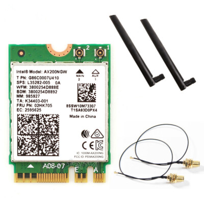 Intel AX200 WiFi 6 Wireless Card Bluetooth5.3 With External Network Antennas Set