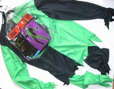 NEW NIP Halloween Costume Boy Evil Jester Green Black L