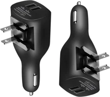 NDLBS 2Pack USB Car Charger, 2-In-1 Portable with Foldable Plug Wall Charger for