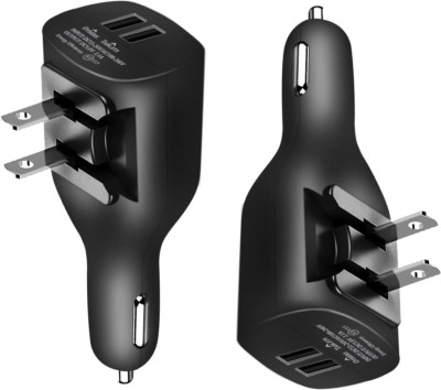 NDLBS 2Pack USB Car Charger, 2-In-1 Portable with Foldable Plug Wall Charger for