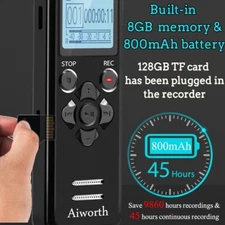 Aiworth E36 Digital Voice Activated Recorder - Black
