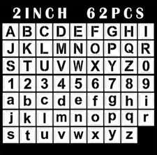 2 Inch Alphabet Letter Stencils, 62 Pcs Reusable Plastic Letter Number Templa...