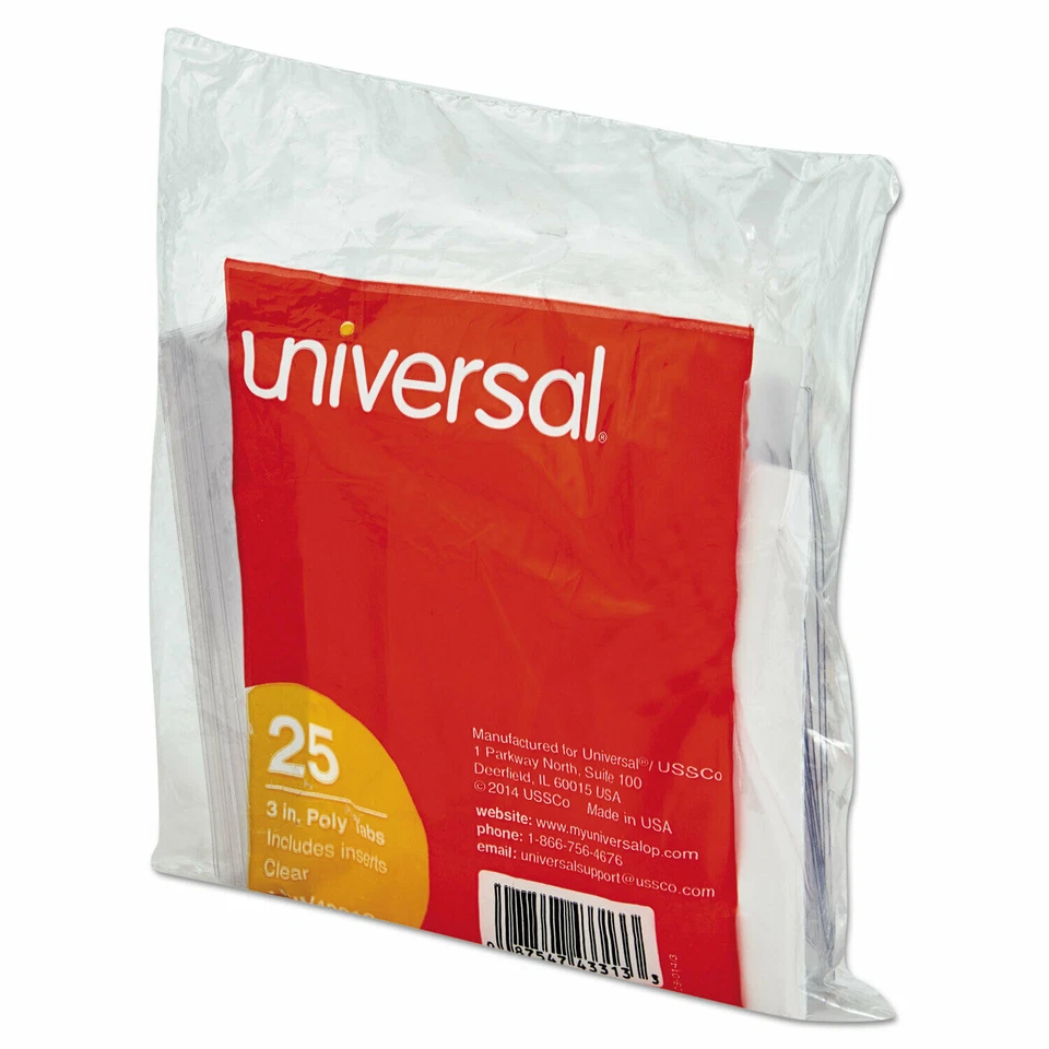 UNIVERSAL Hanging File Folder Plastic Index-43313 Tab Cut 3" Tab Clear 250BOX - Image 3 of 3