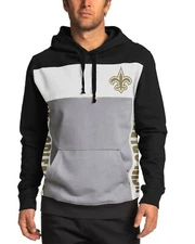 Junk Food Mens NFL New Orleans Saints Color Block Pullover Hoodie New M,L,XL,2XL