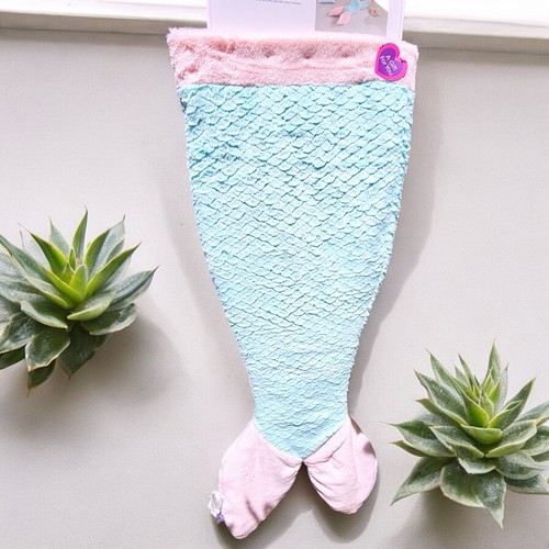 Mermaid Tail Blanket Sleeping Bag Pink & Blue Scales Pattern Soft Fur Posh Kids