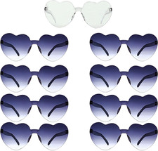 Bachelorette Party Favors, Heart Sunglasses, 9 Pack Heart Shaped Rimless Transpa