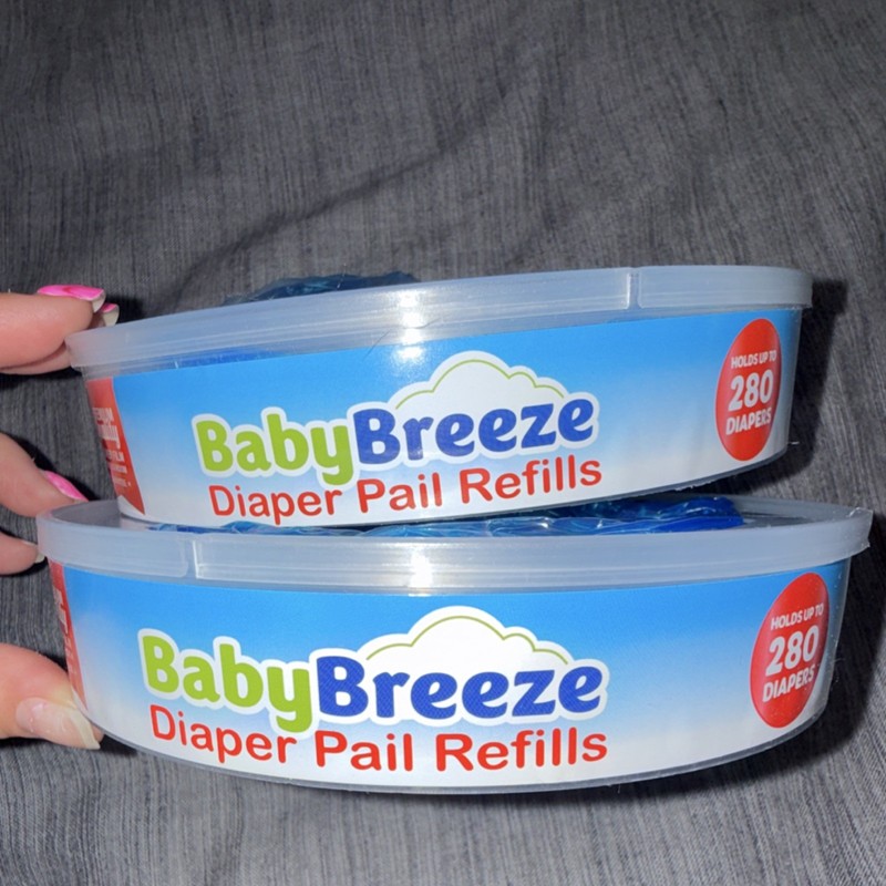 BabyBreeze Diaper Pail Refills 2 Pack Holds 280 Diapers Compatible Diaper Genie