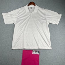 Adidas Polo Shirt XL White Striped Performance Stretch Golf Casual Mens