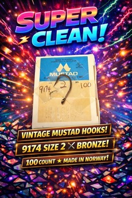 Vintage Mustad 9174 O'Shaughnessy Hooks Size 2 Bronze 100 Ct Made In Norway