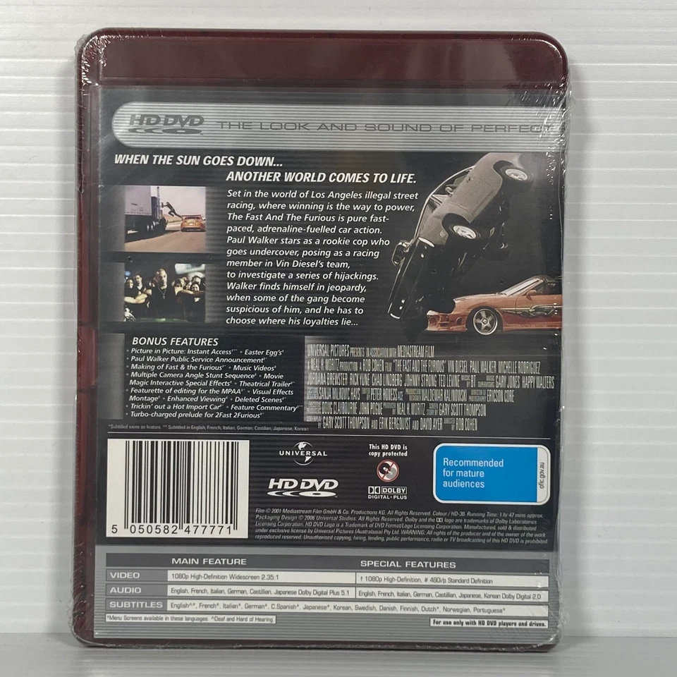 The Fast and the Furious HD DVD (2001) Vin Diesel Paul Walker Brand New & Sealed - Image 2 of 4