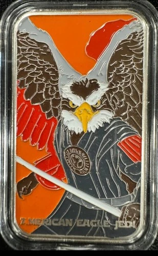 2024 Fantasy Mind Bullion American Eagle Jedi 1 oz Colorized Silver Bar - In Cap