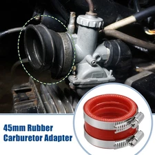 45mm ID Red Carburetor Adapter Inlet Intake Pipe Boot Interface with Clamps