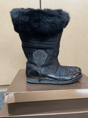 00's Gucci Sz 9.5 Snow Boots, Fur-Lined. Black