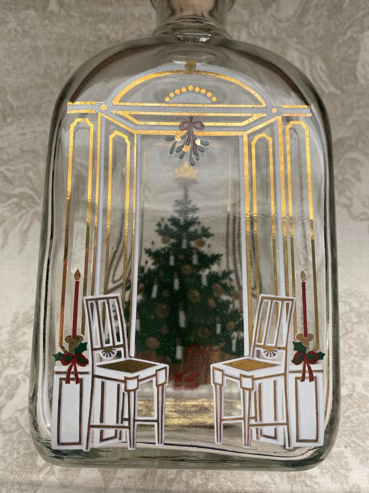 Vintage Holmegaard Christmas Glass Bottle Danish Holiday Decor