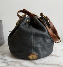 Fossil Vintage Reissue Green Leather Maddox Drawstring Bag Shoulder