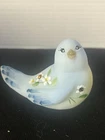 Fenton Hand Painted Art Glass Blue Bird Figurine Floral Signed