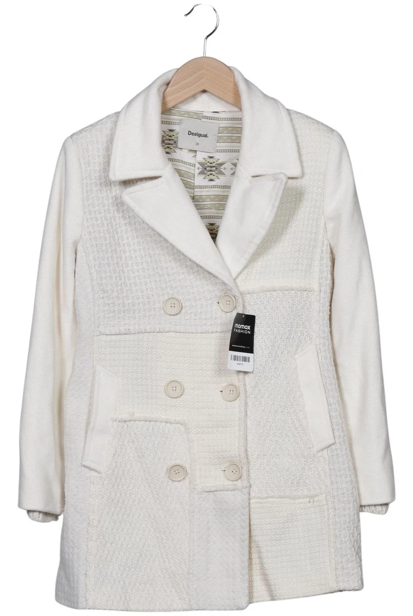 Desigual Mantel Damen Jacke Parka Gr. 38 Wolle Baumwolle Cremeweiß #is4jf10