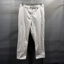 Lands' End Women's Beige Casual Pants Flat Front Size P8 Button Zipper