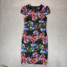 Betsey Johnson Womens Floral Bodycon Party Dress Black Multicolor Size 8