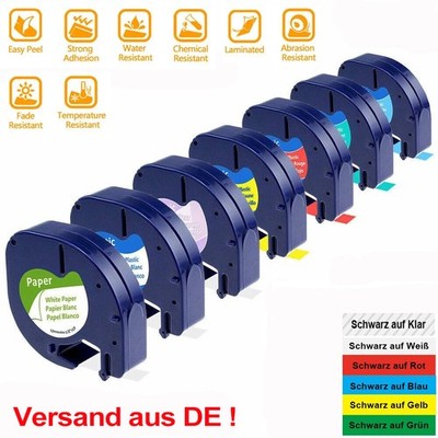 Schriftband 16951 91221 Dymo Letra Tag Band für LT-100T LT-100H XR XM Weiß 12mm