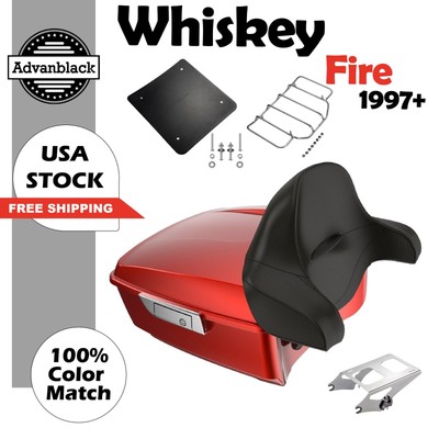 Advanblack Whiskey Fire King Tour Trunk Pack Luggage Fits 97+ Harley