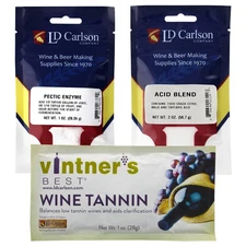 Wine Tannin 1 oz, Pectic Enzyme 1 oz, Acid Blend 2 oz Bundle for Wine Making
