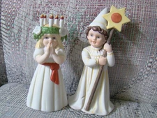 Swedish St Lucia & Starboy figurines design by Jenny Nystrom Santa Lucia Sweden