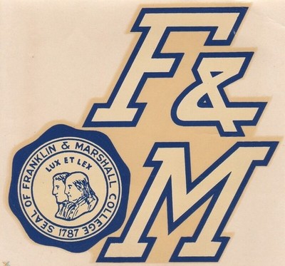 Franklin & Marshall College Sticker 12x8in Metal Sign Vintage Mascot Poster