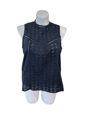 Lili's Closet Anthropologie XL Navy Blue Lace Sleeveless Blouse