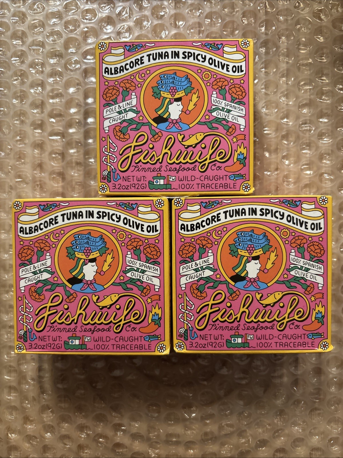 🐟 FishWife 🐟 Albacore Tuna In Spicy Olive Oil Tinned Fish 3 Pack 2031