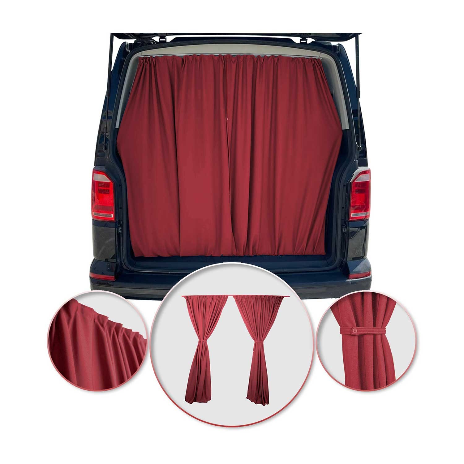 Rideaux de porte hayon Citroen Nemo anti-chaleur et vis-à-vis rouge