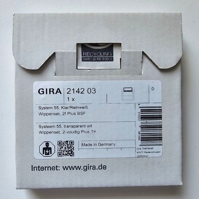 Gira System 55 Wippenset 2-fach Plus reinweiß 2142 03