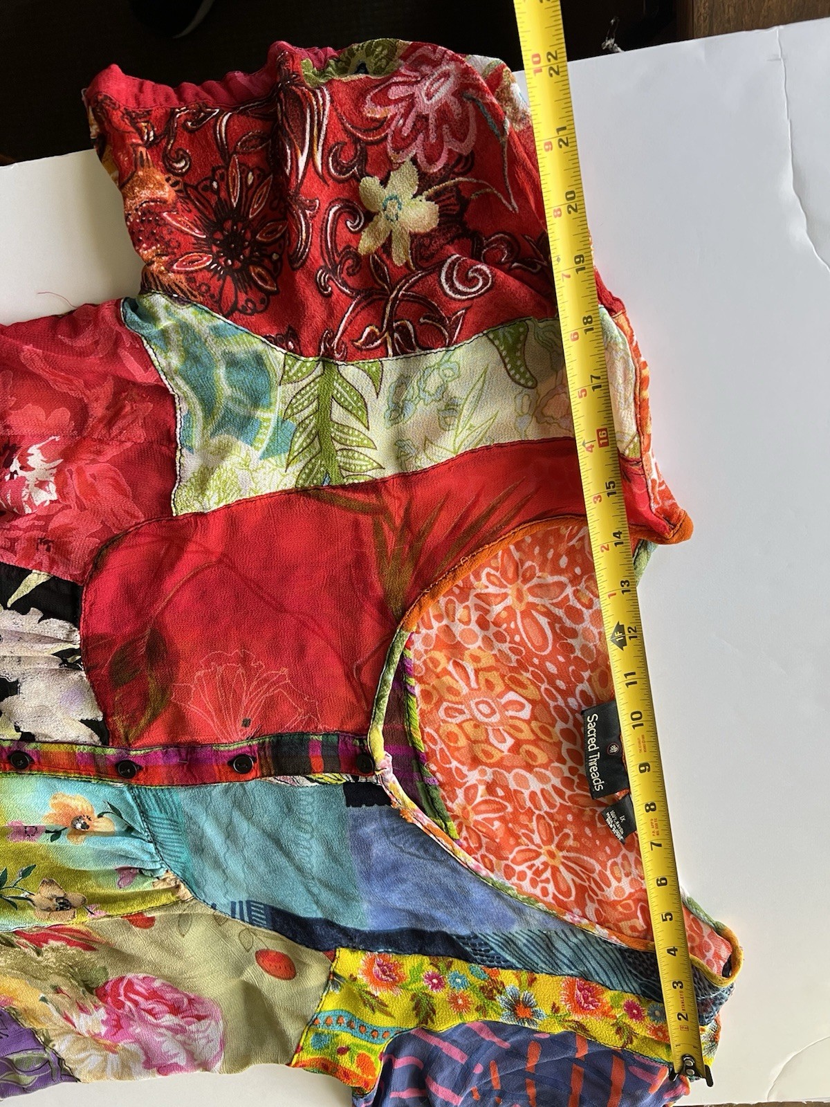 Sacred Thread WOMENS Top Patchwork Flowy Multicol… - image 10