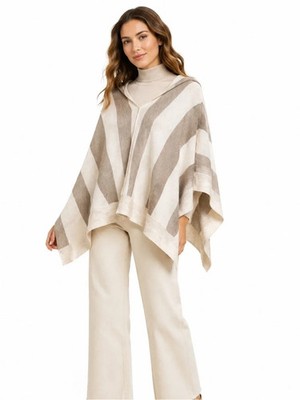Kerisma Wool Blend Large Stripe Poncho One Size