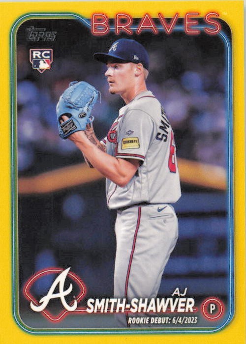 2024 Topps Update Yellow Parallel #US316 AJ Smith Shawver Atlanta Braves RC