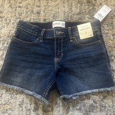 Abercrombie Fitch Kids Denim Blue Mid Rise Midi Short New With Tags 11/12 Reg