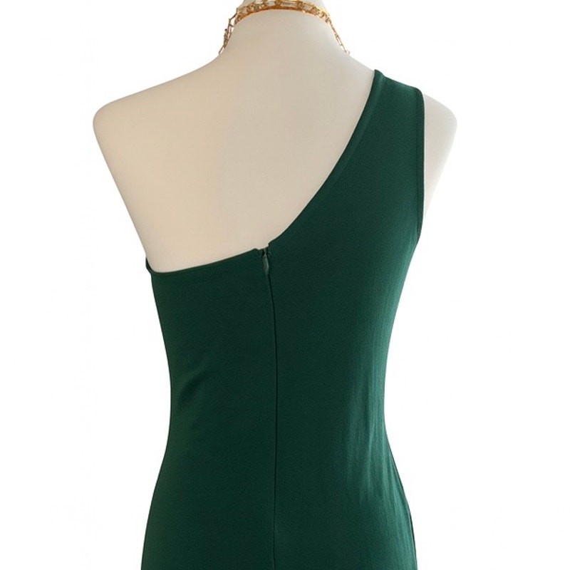 One Shoulder Emerald Green Formal Maxi Dress – Women’s mediumChic elegant sexy
