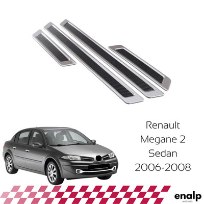 Door Sill Scuff Carbon Chrome Guard Trim 4pcs for Renault Megane 2 2006-2008