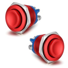 2PCS Momentary Push Button Switch 12V, Momentary Switch 16MM High Round Alumi...