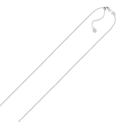10 Karat Weißgold verstellbare Kabelkette (1,10 mm)