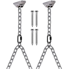 Porch Swing Hanging Kit - Heavy Duty Chain Set for Indoor & Outdoor Hammock C...