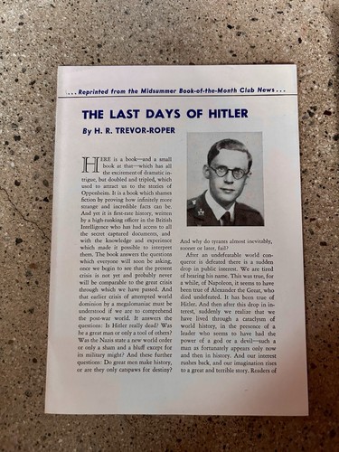 The Last Days of Hitler First Printing by H R Trevor Roper HC Book 1947 EX COND - Picture 9 of 12
