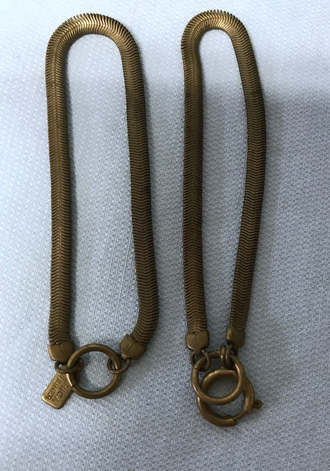 BRACELETS Antique Herringbone Pattern Pair Gold B… - image 5