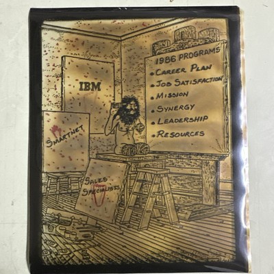 Vintage IBM Torture Art Sketch Cartoon Overhead Projector Slide 1980s