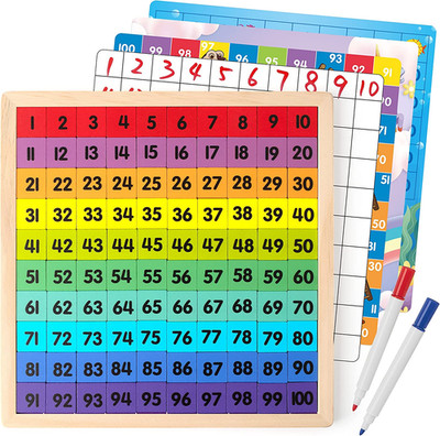 Coogam Wooden Math Hundred Board 1-100 Numbers Learning Educational Toys Colorfu